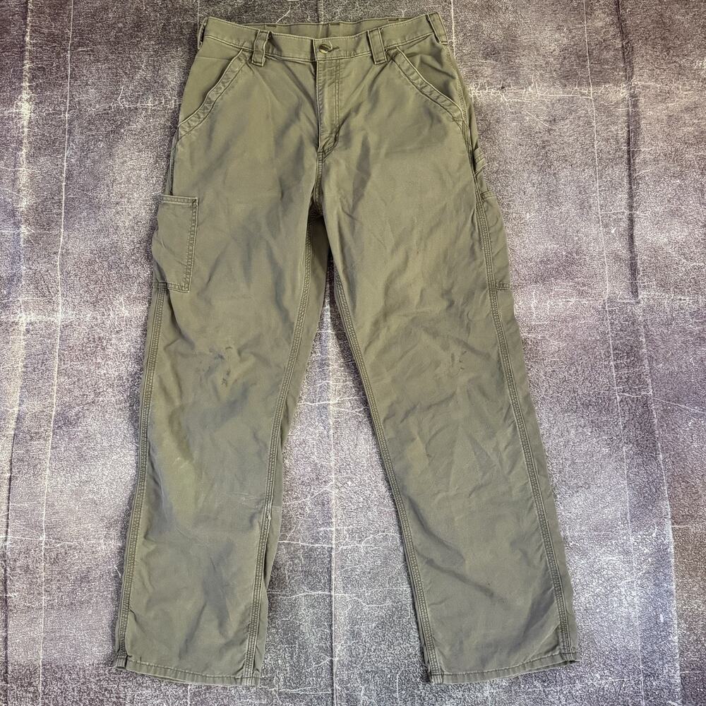 Men's Carhartt B151 Loose Fit Brown Canvas Utility Work Trouser Pants Sz 34 X 32